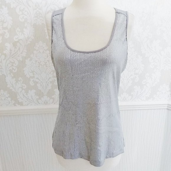 Cache Silver Grey Sequin Front Tank Top Size Medium - Picture 1 of 4